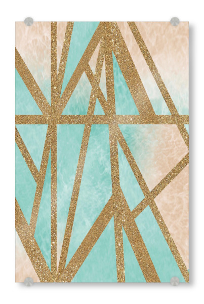 Acrylglasbild "Loftstyle touquise" artboxONE - Abstrakt,Geometrie - Grün,Green,Gold,Golden,Abstract,Abstrakt,Formen,Shapes,Geometrie,Geometry
