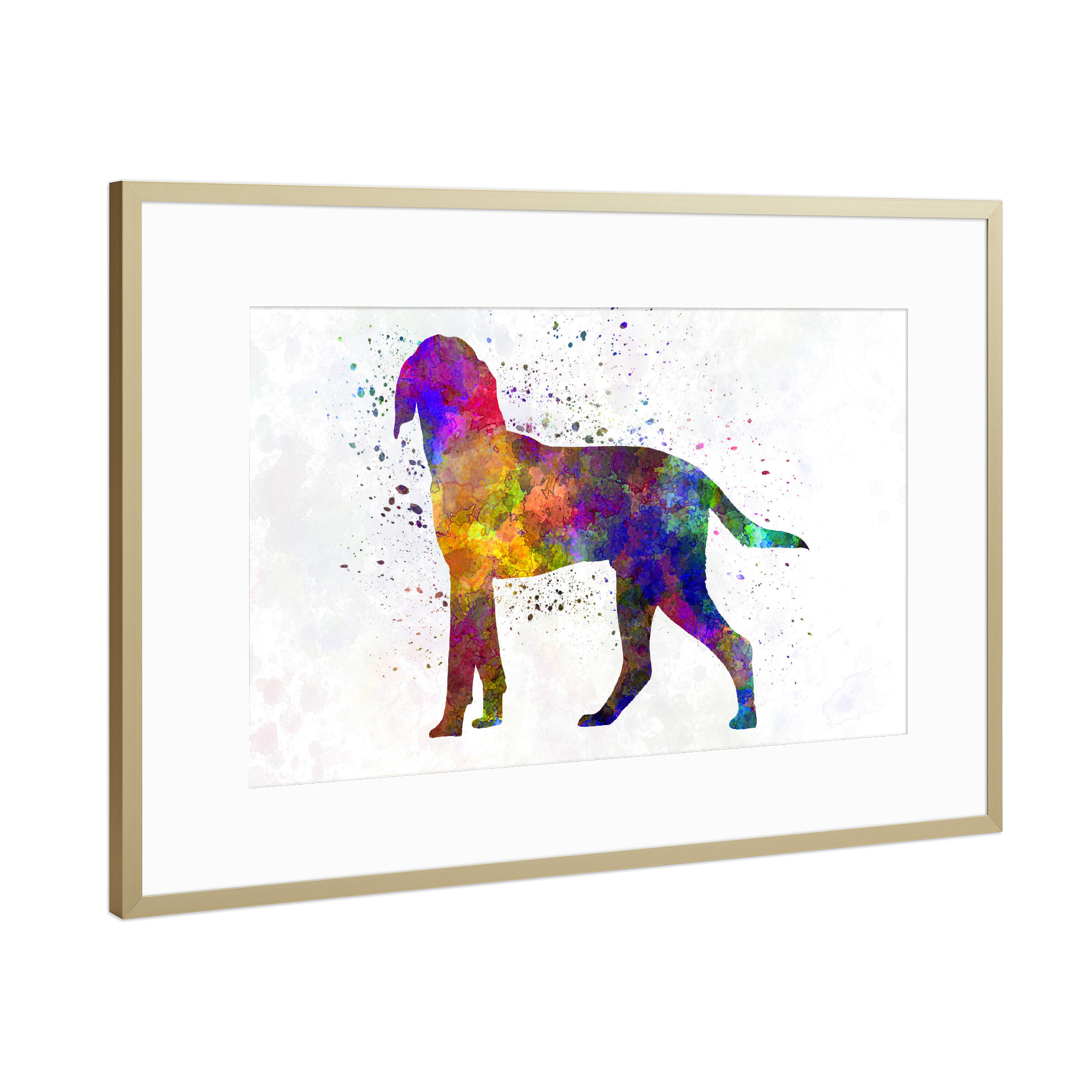 Poster mit Rahmen Gold "Anglo French Hound in watercolor" artboxONE - Tiere,Abstrakt