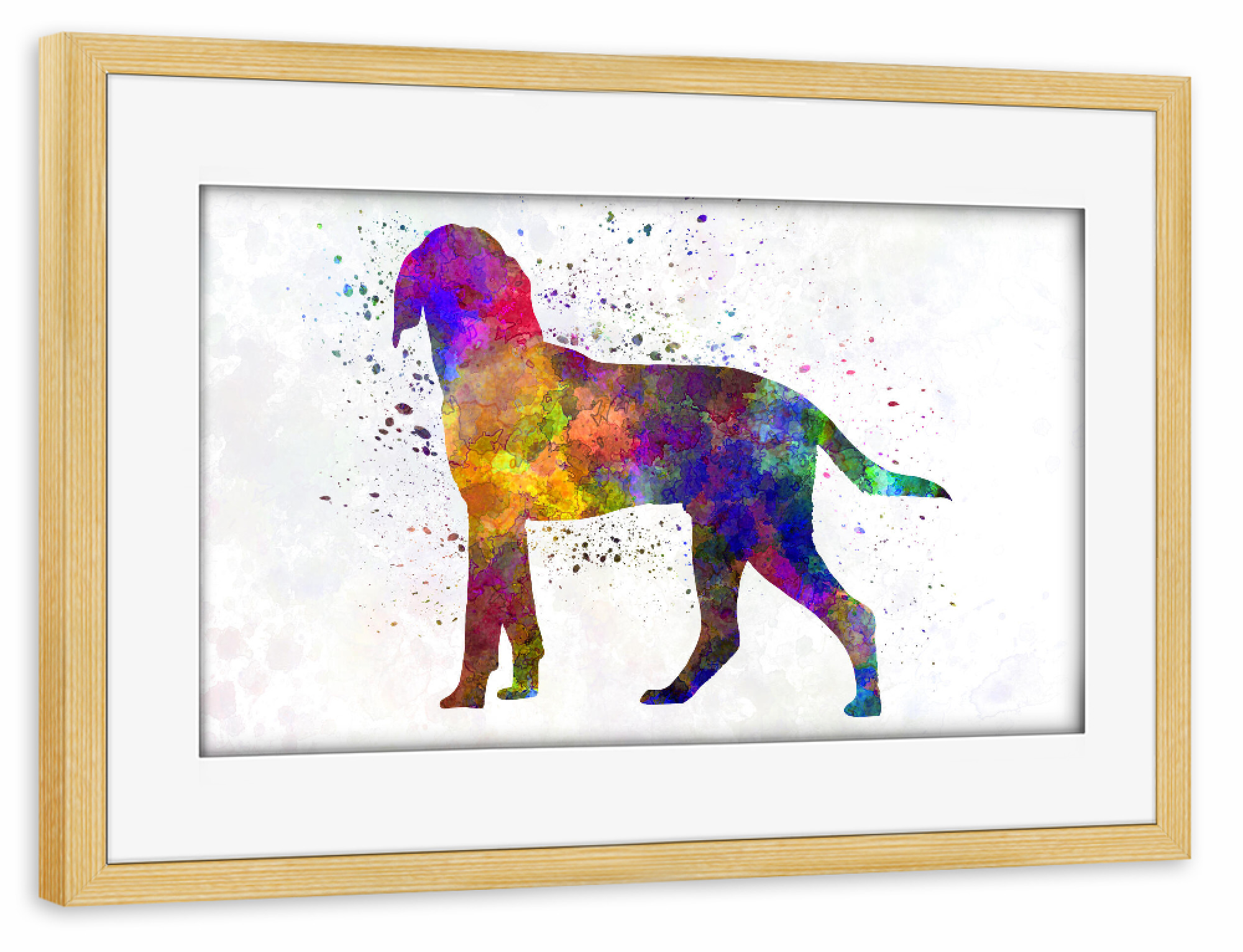 Poster mit Rahmen kiefer "Anglo French Hound in watercolor" artboxONE - Tiere,Abstrakt
