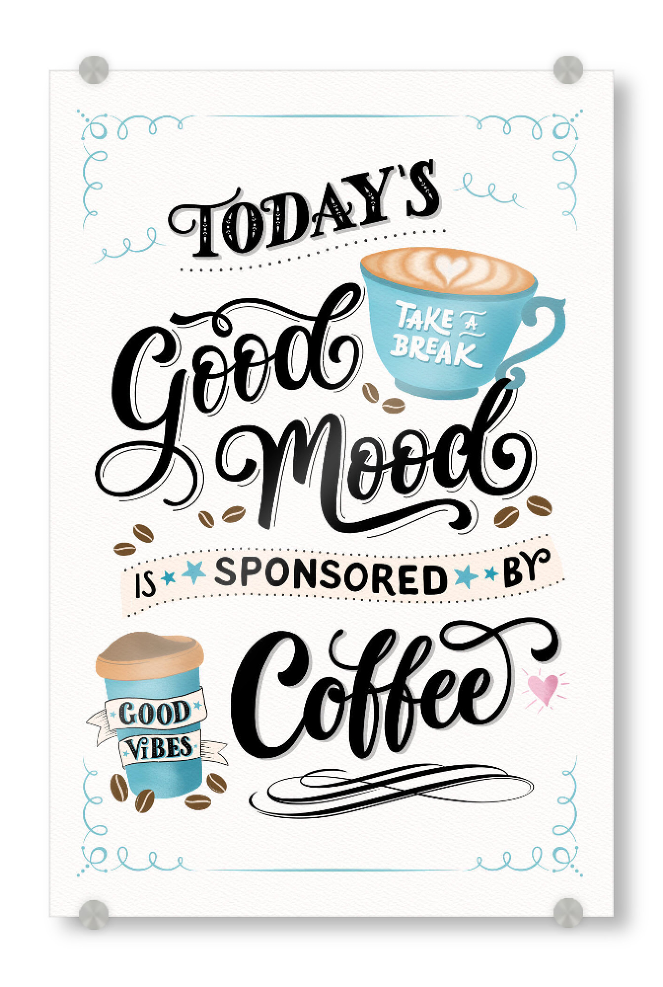 Acrylglasbild "Sponsored by Coffee" artboxONE - Typografie,Essen & Trinken,Lustig