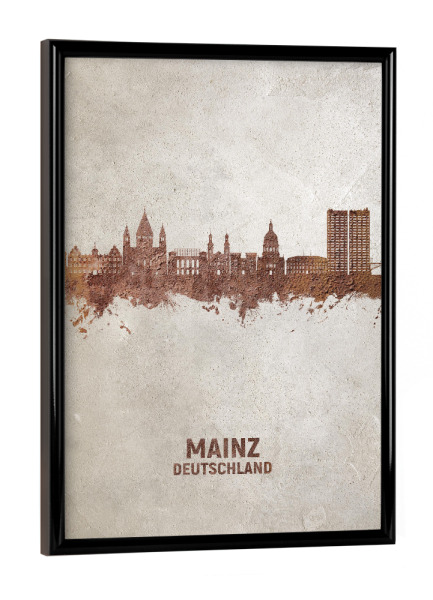 Poster mit schwarzem Rahmen "Mainz Germany Skyline Rust" artboxONE - Städte