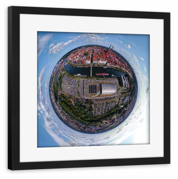 Poster mit Rahmen schwarz "Lübeck - MuK von oben" artboxONE - Städte,Reise,Architektur,Reise / Länder,Städte / Weitere