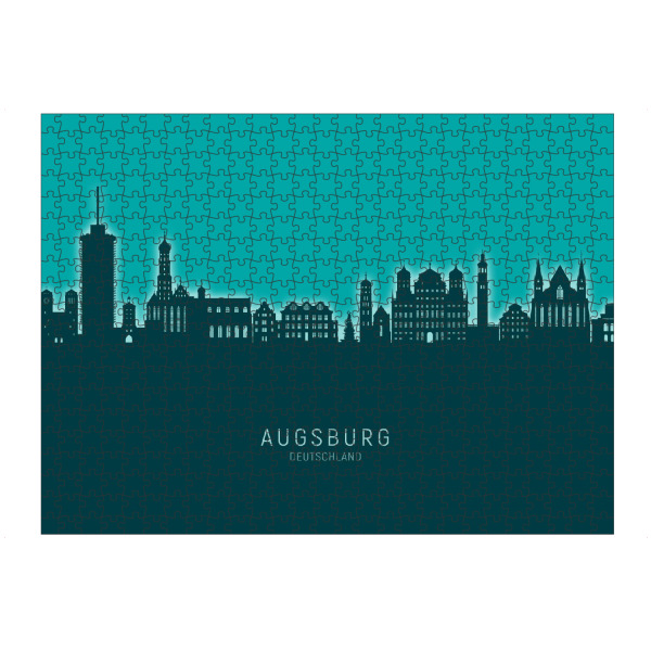 artboxONE Puzzle "Augsburg Skyline Glow Teal" artboxONE - Städte