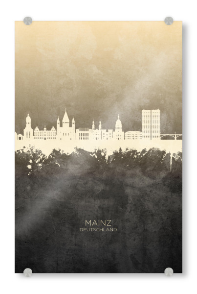 Acrylglasbild "Mainz Germany Skyline Taupe" artboxONE - Städte - Mainz,Deutschland,Skyline,Cityscape,Stadtbild,Watercolor,Painting,City,Stadt,Germany