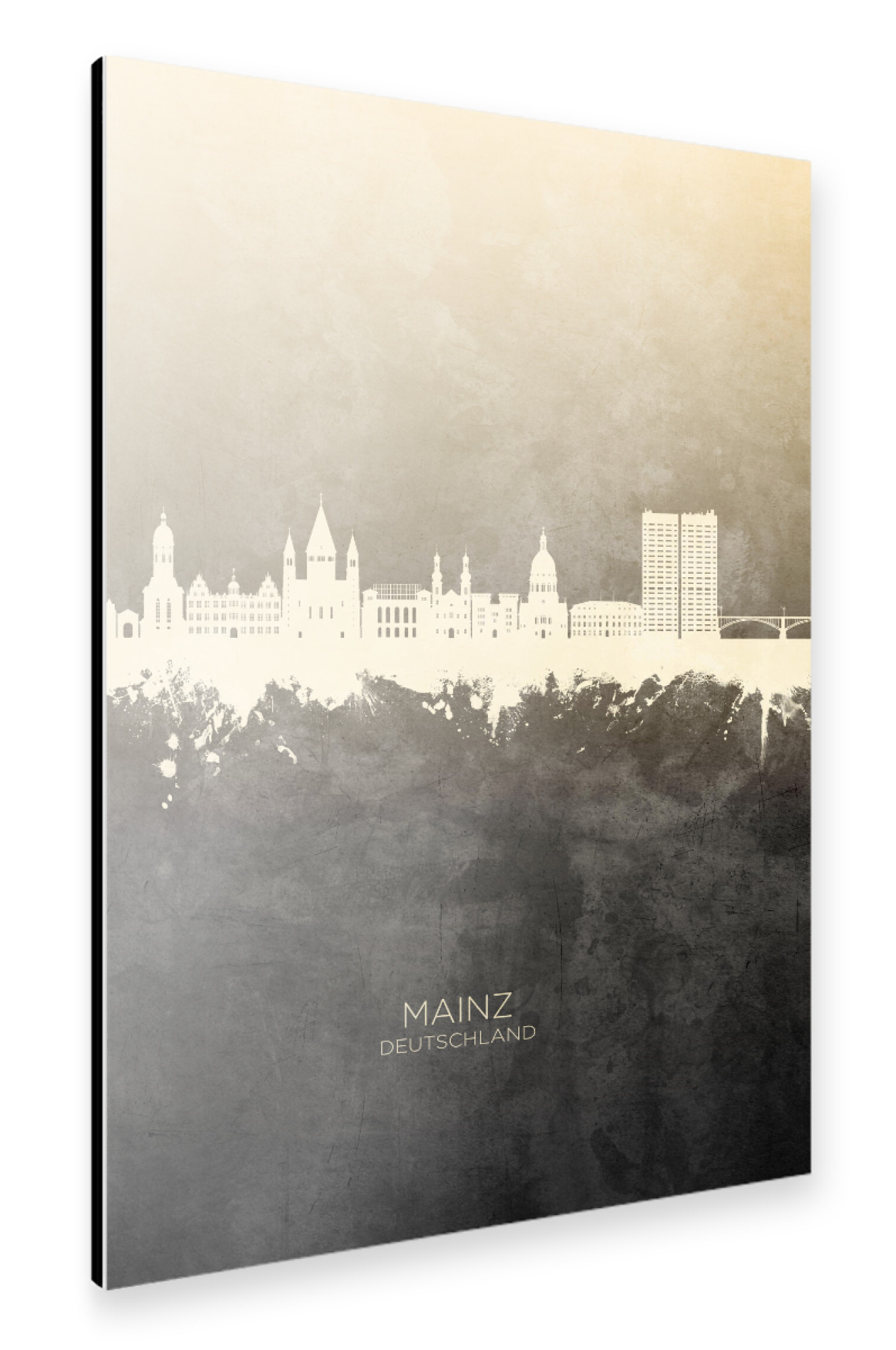 Alu-Dibond "Mainz Germany Skyline Taupe" 30x20 cm artboxONE