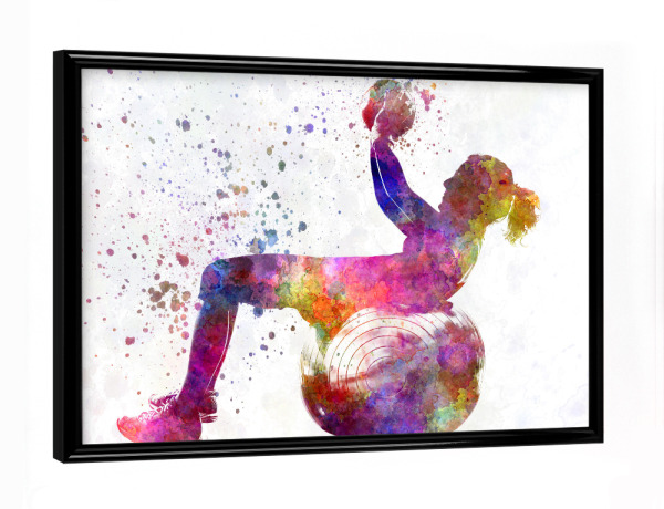 Poster mit schwarzem Rahmen "Watercolor fitness-b" artboxONE - Sport - Sport,Sports,Watercolor,Fitness,Gym,Exercise,Athlete,Gymnast,Olympic