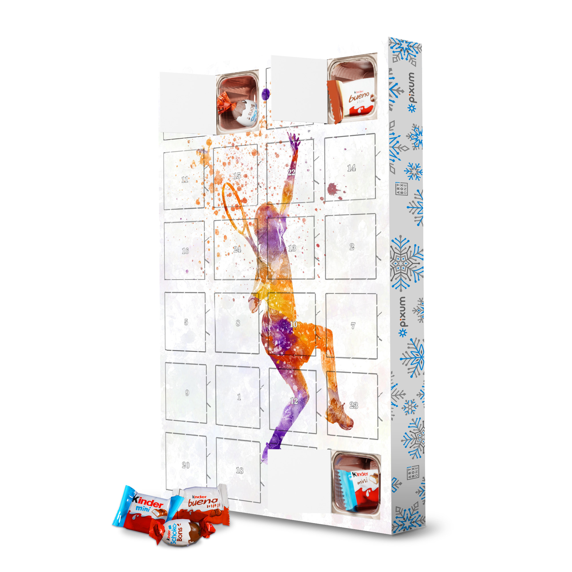 Adventskalender mit Produkten von Kinder Playing tennis in watercolor artboxONE Adventskalender Sport