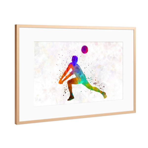Poster mit Rahmen Kupfer "Watercolor volleyball player-d" artboxONE - Sport