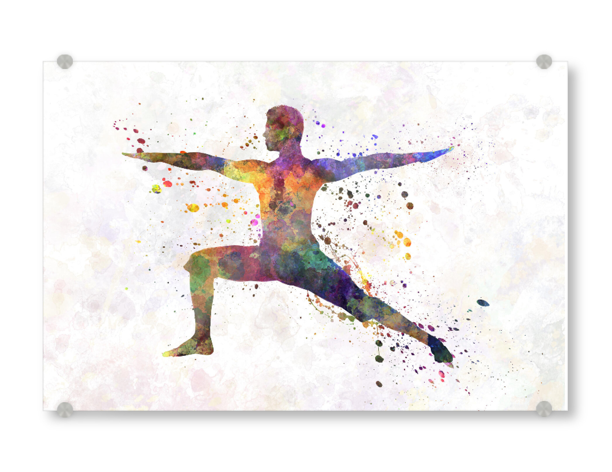 Acrylglasbild "Watercolor yoga-e" artboxONE - Sport - Sport,Sports,Color,Illustration,Watercolor,Yoga,Relaxation,Zen,Bohemian