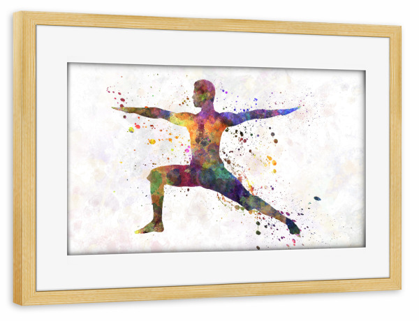 Poster mit Rahmen kiefer "Watercolor yoga-e" artboxONE - Sport - Sport,Sports,Color,Illustration,Watercolor,Yoga,Relaxation,Zen,Bohemian