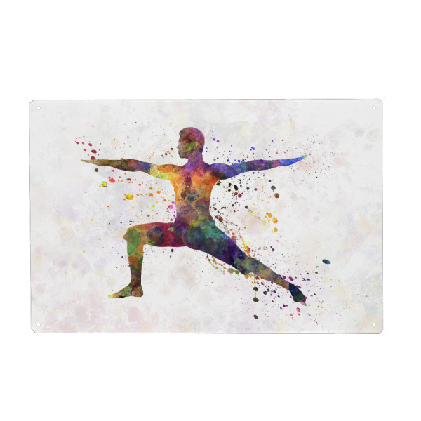 Metall Poster "Watercolor yoga-e" artboxONE - Sport - Sport,Sports,Color,Illustration,Watercolor,Yoga,Relaxation,Zen,Bohemian - Blechschild