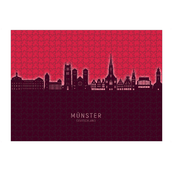 Puzzle Ravensburger "Münster Germany Skyline Glow Red" artboxONE - Städte