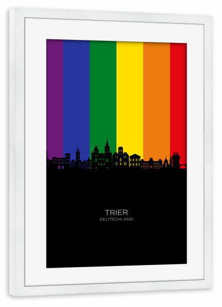 Poster mit Rahmen weiß "Trier Germany Skyline Pride" artboxONE - Städte