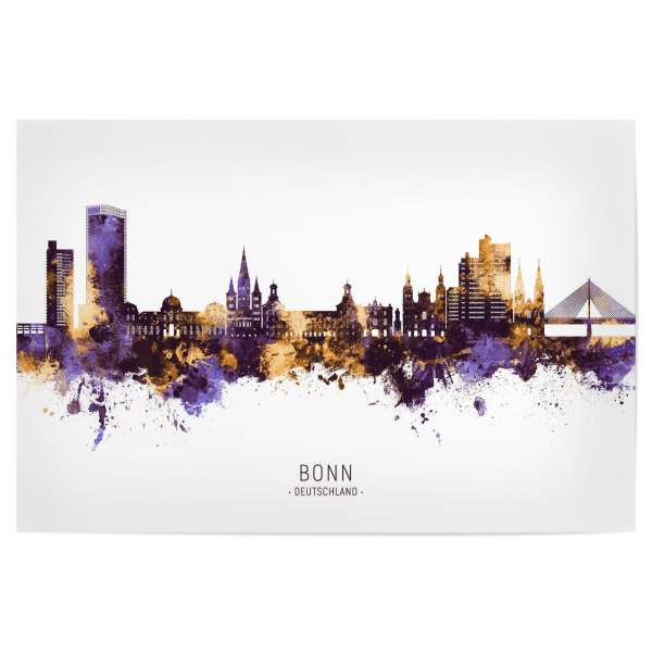 Poster 30x20 cm "Bonn Germany Skyline PurpleGold" artboxONE - Städte