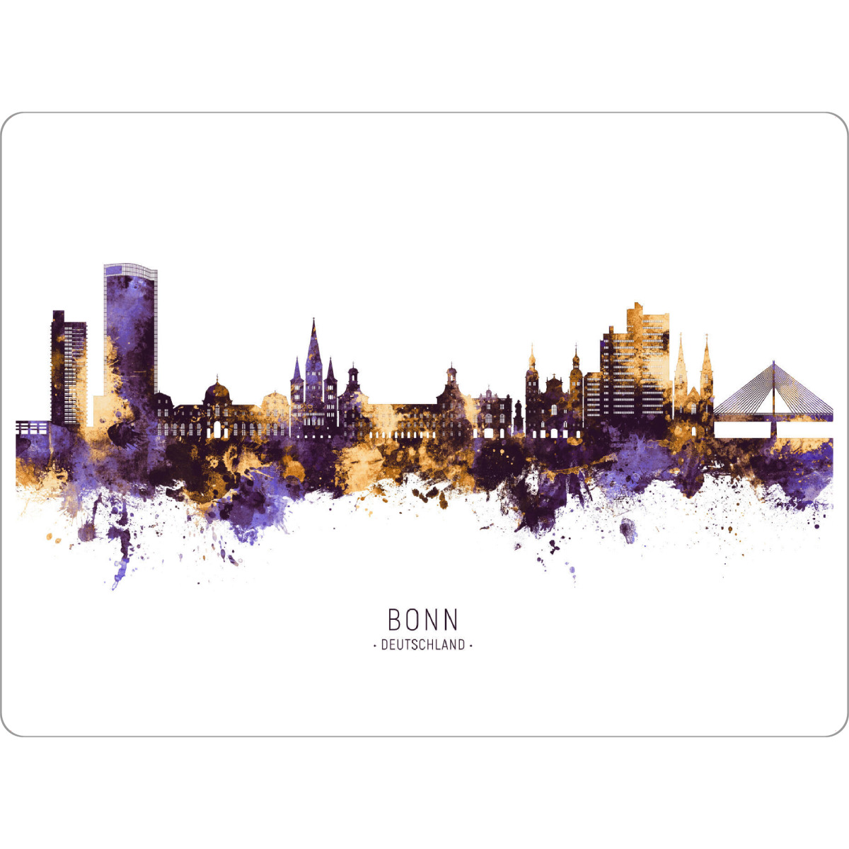 Tischset "Bonn Germany Skyline PurpleGold" artboxONE - Städte - Bonn,Deutschland,Skyline,Cityscape,Stadtbild,Watercolor,Painting,City,Stadt,Germany