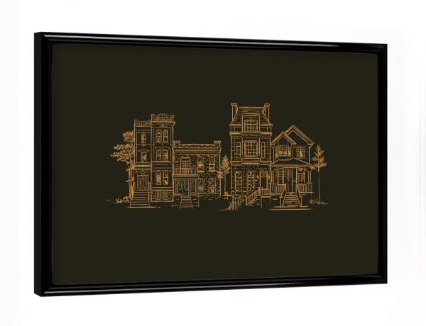 Poster mit schwarzem Rahmen "House old victorian brown" artboxONE - Städte,Architektur