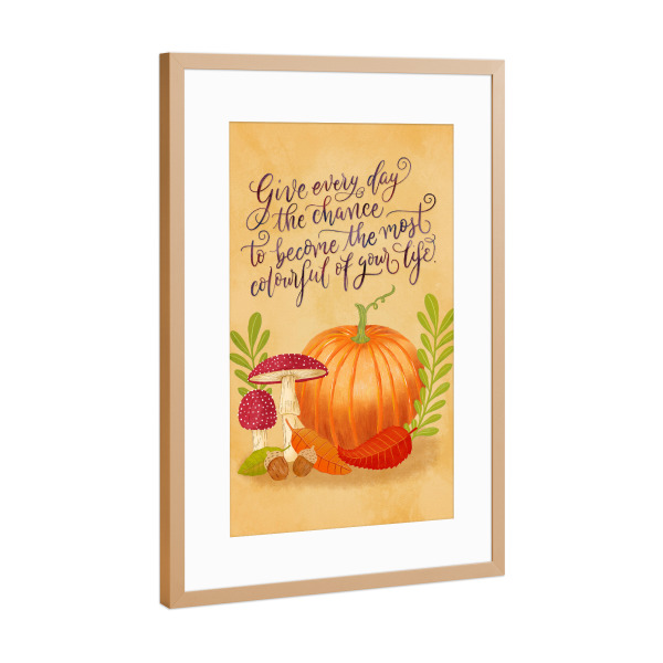 Poster mit Rahmen Kupfer "Herbstfarben mit Sinnspruch" artboxONE - Typografie,Natur,Floral