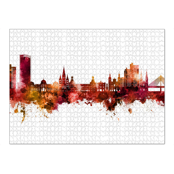 Puzzle Ravensburger "Bonn Germany Skyline Red" artboxONE - Städte
