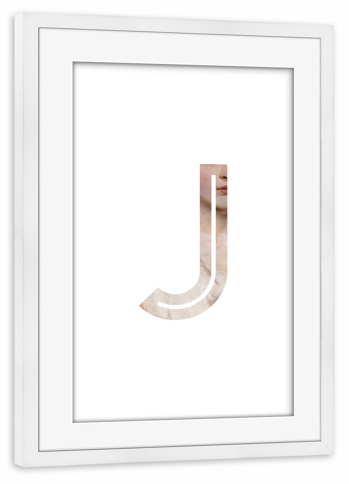 Poster mit Rahmen weiß "IMPRESS-LETTER J" artboxONE - Typografie,Fashion,Buchstaben,Buchstaben / J