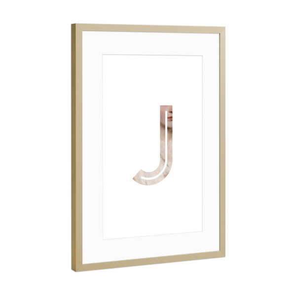 Poster mit Rahmen Gold "IMPRESS-LETTER J" artboxONE - Typografie,Fashion,Buchstaben,Buchstaben / J