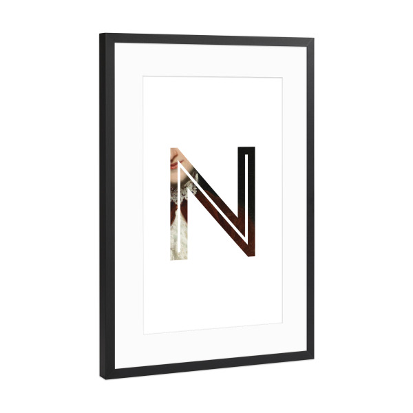 Poster mit Rahmen Schwarz (Metallic) "IMPRESS-LETTER N" artboxONE - Typografie,Fashion,Buchstaben,Buchstaben / N