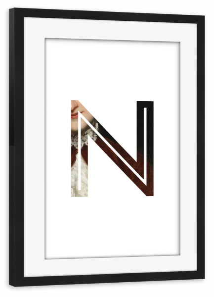 Poster mit Rahmen schwarz "IMPRESS-LETTER N" artboxONE - Typografie,Fashion,Buchstaben,Buchstaben / N