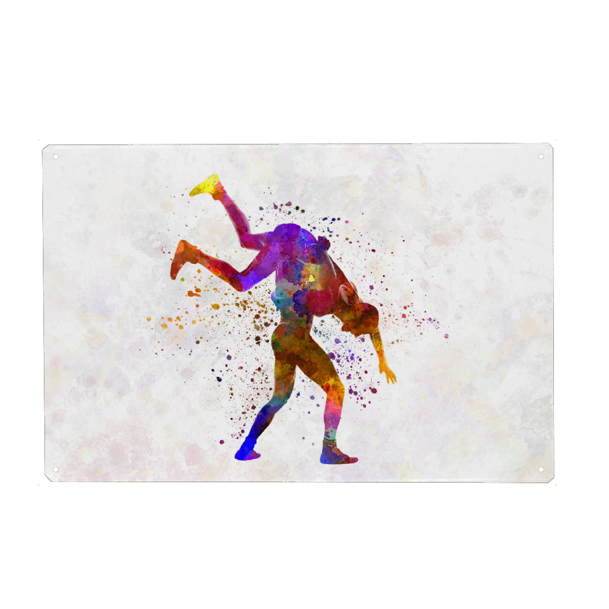 Metall Poster "Wrestlers in watercolor-c" artboxONE - Sport - Sport,Sports,Color,Illustration,Watercolor,Fighter,Wrestlers,Combat,Fight,Strength