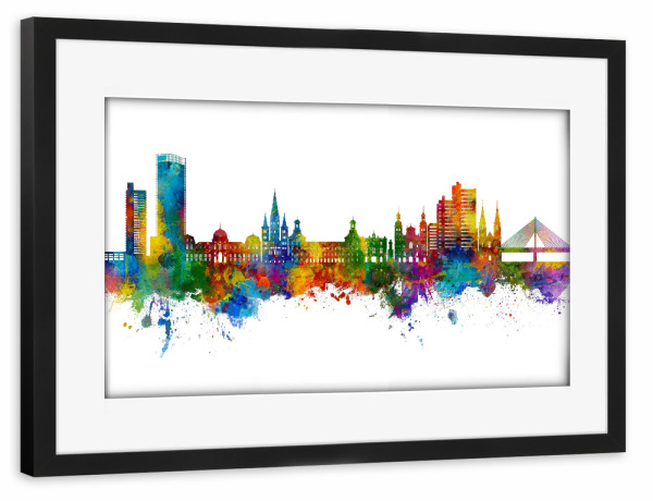 Poster mit Rahmen schwarz "Bonn Germany Skyline" artboxONE - Städte