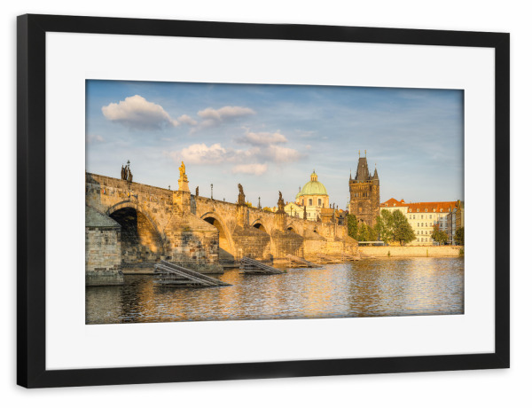 Poster mit Rahmen schwarz "Abendsonne in Prag" artboxONE - Reise,Reise / Länder,Städte / Prag