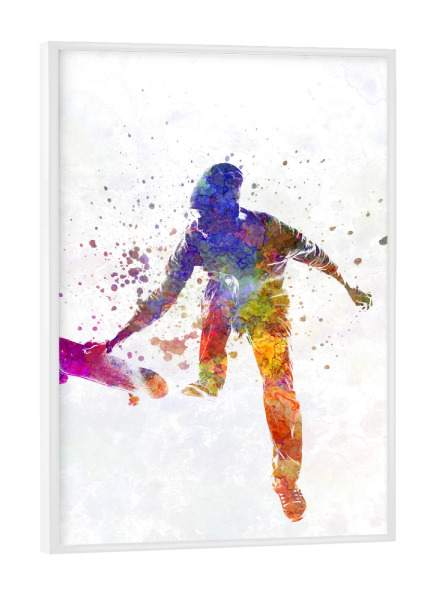 Poster mit weißem Rahmen "Skater jumping in watercolor" artboxONE - Sport - Sport,Sports,Watercolor,Skater,Skating,Skateboard,Jump,Young