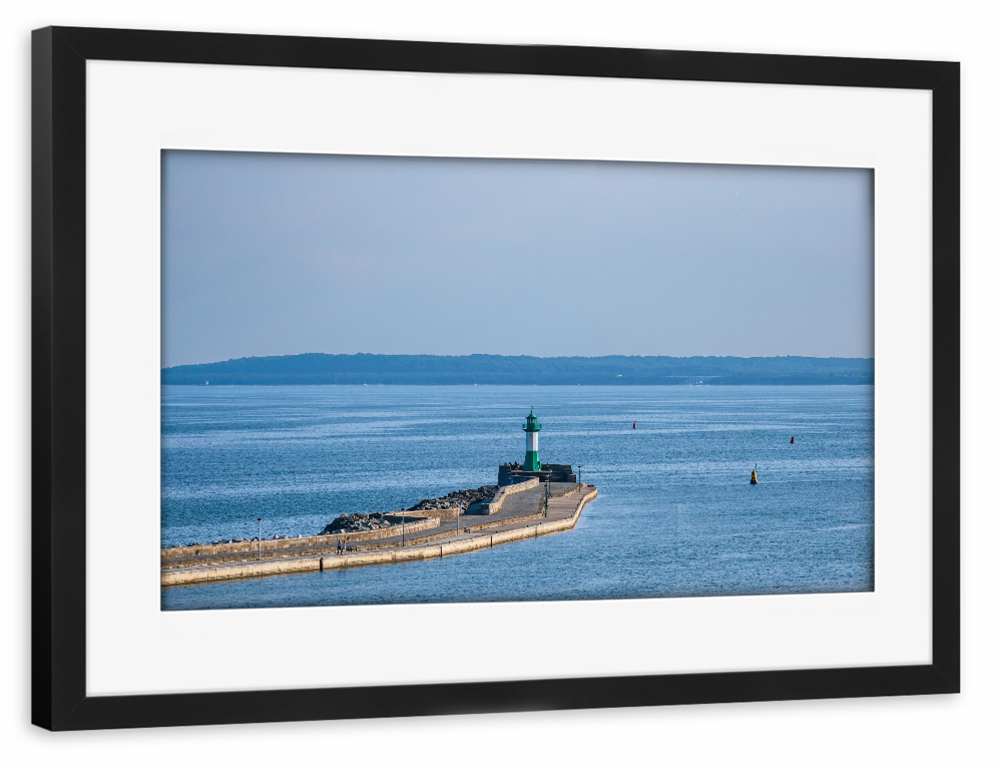 Poster mit Rahmen schwarz "Mole und Leuchtturm in Sassnitz" artboxONE - Natur,Reise,Architektur,Reise / Strand und Meer