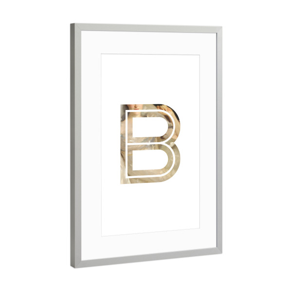 Poster mit Rahmen Silber "IMPRESS-LETTER B" artboxONE - Typografie,Fashion,Buchstaben,Buchstaben / B