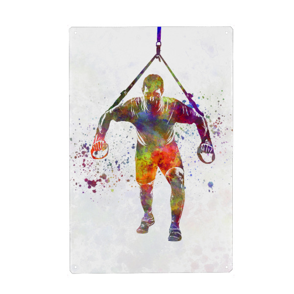 Holzbild "Fitness in watercolor-h" artboxONE - Sport - Sport,Sports,Watercolor,Athlete,Fitness,Gymnastics,Gym,Bodybuilding,Exercise