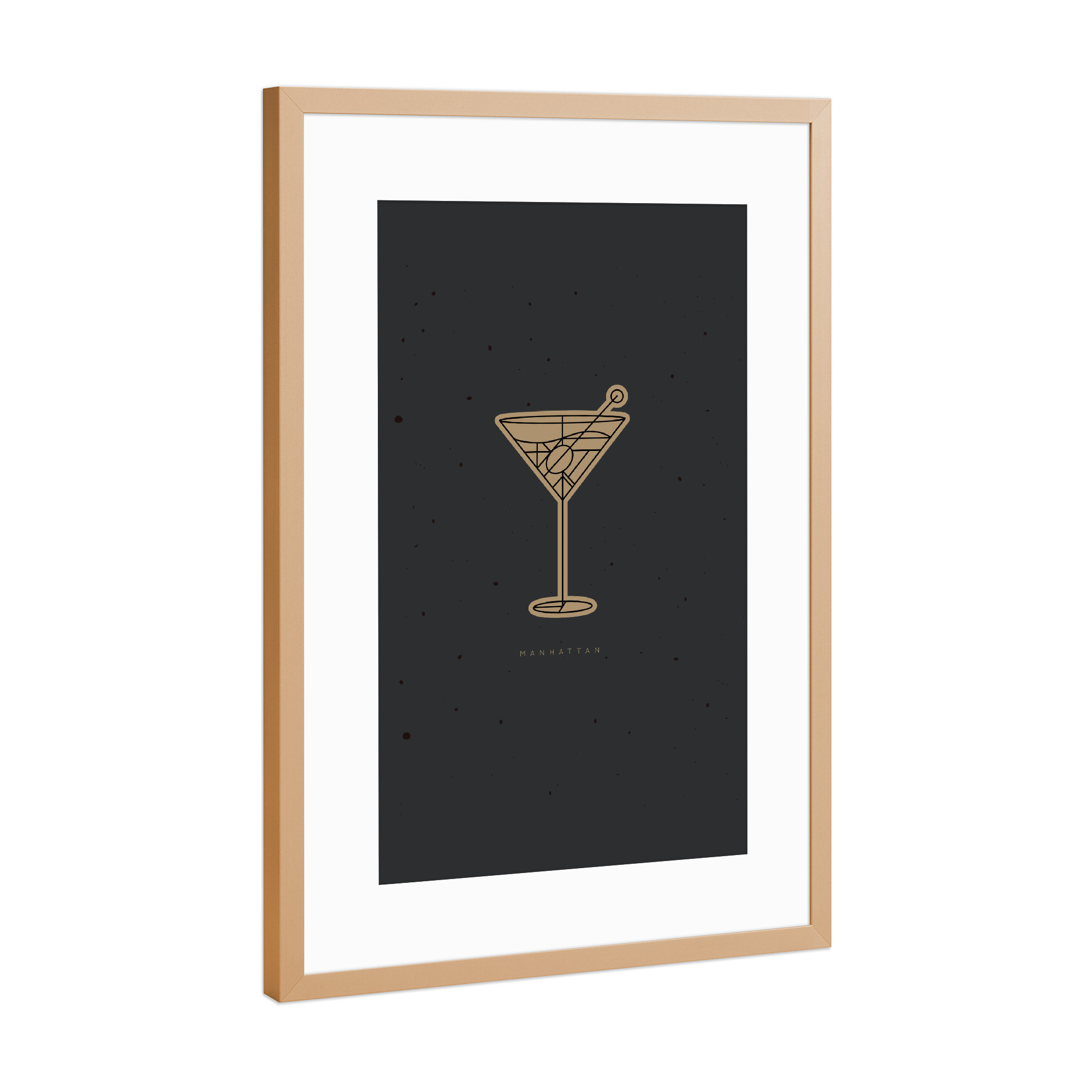 Poster mit Rahmen Kupfer "Art deco dirty Manhattan dark" artboxONE - Essen & Trinken / Alkohol