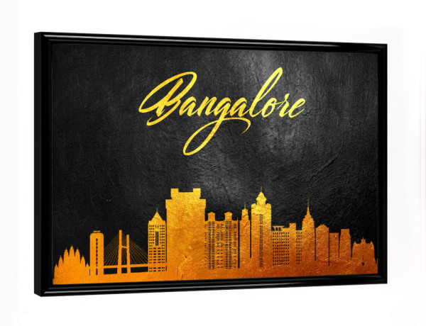 Poster mit schwarzem Rahmen "Bangalore India Gold Skyline" artboxONE - Städte - Gold,Skyline,City,Stadt