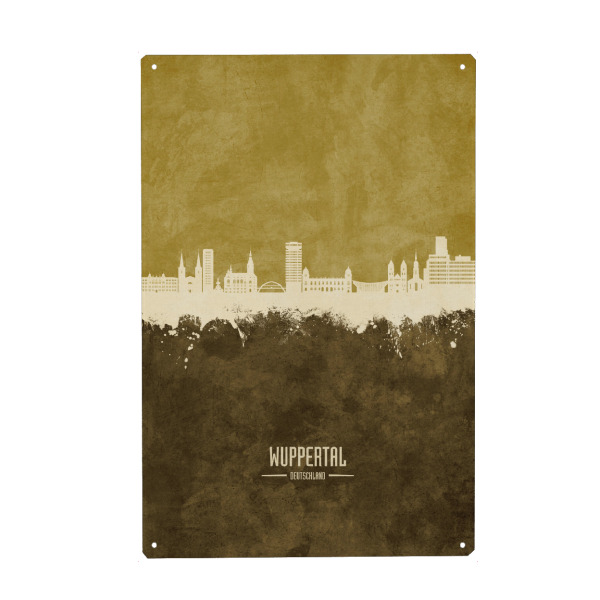 Holzbild "Wuppertal Germany Skyline Brown" artboxONE - Städte