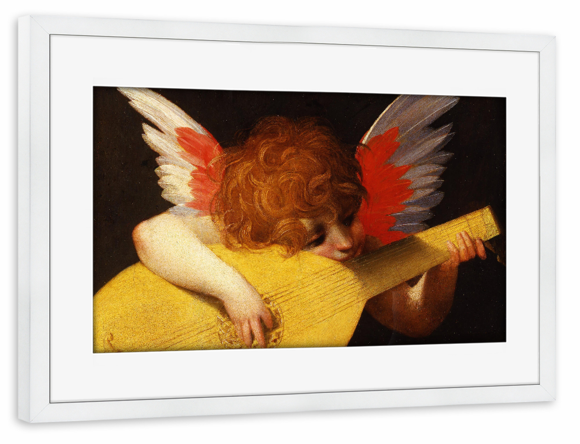 Poster mit Rahmen weiß "Musizierender Engel" artboxONE - Für Kinder,Musik