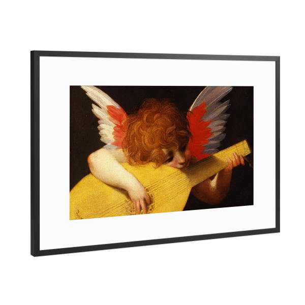 Poster mit Rahmen Schwarz (Metallic) "Musizierender Engel" artboxONE - Für Kinder,Musik