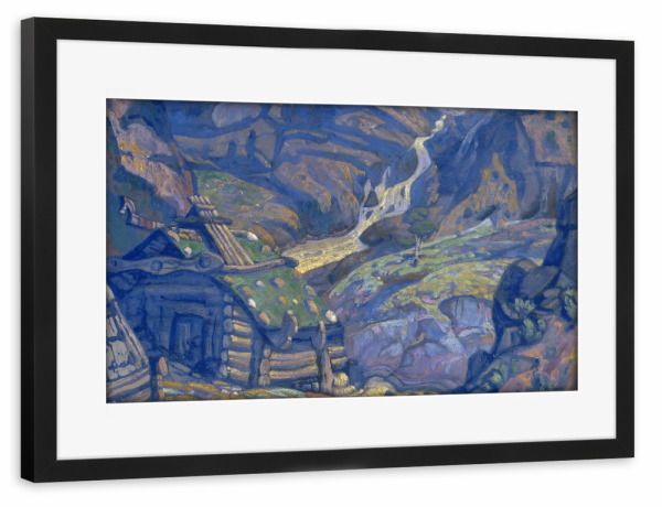 Poster mit Rahmen schwarz "Bühnenbildentwurf Peer Gynt" artboxONE - Natur - Nicholas roerich,Natur,Nature,Gemälde,Malerei,Kunst,Berge,Mountains