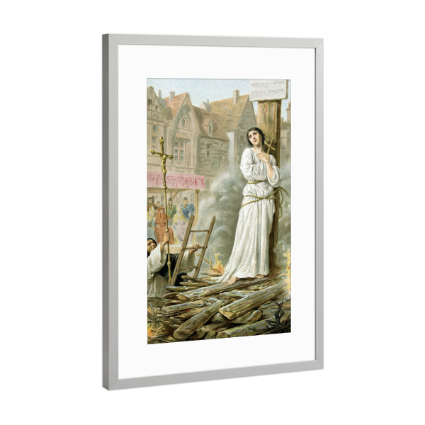 Poster mit Rahmen Silber "Jeanne d' Arc burnt at state" artboxONE - Menschen - Menschen,Natur,Nature,People,Prozess,Scheiterhaufen,Female,Woman,Frau