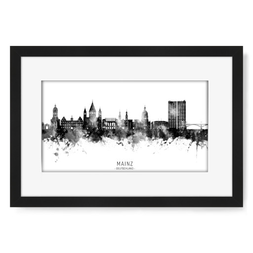 Mainz Germany Skyline BW Text