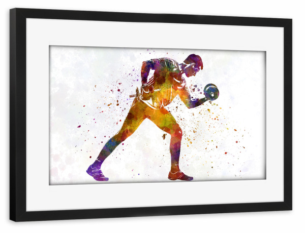 Poster mit Rahmen schwarz "Fitness in watercolor-f" artboxONE - Sport - Sport,Sports,Watercolor,Athlete,Fitness,Gymnastics,Gym,Bodybuilding,Exercise