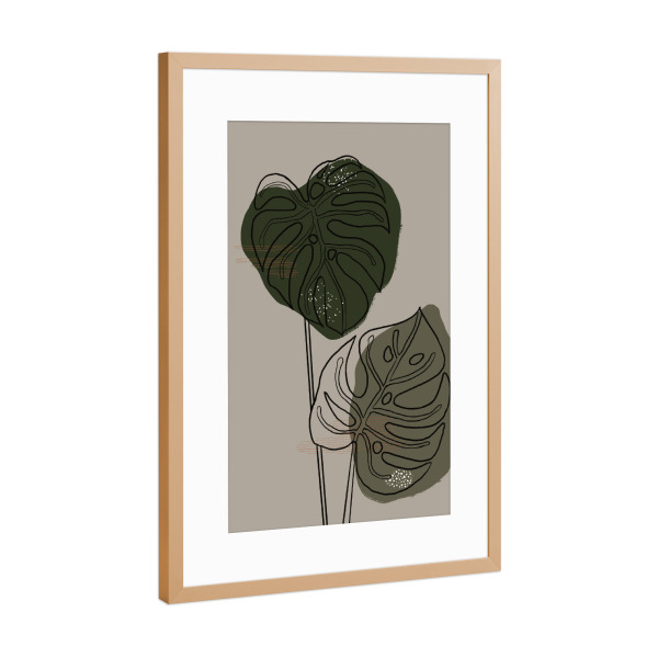 Poster mit Rahmen Kupfer "Minimal Monstera leaves" artboxONE - Natur,Floral