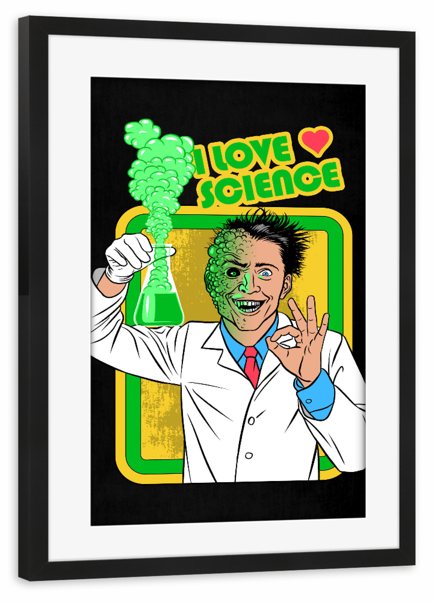 Poster mit Rahmen schwarz "I love science" artboxONE - Comic