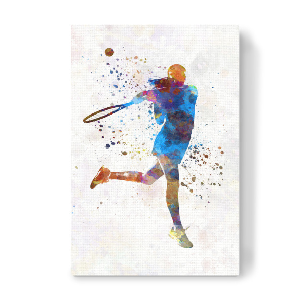 Leinwandbild "Watercolor tennis player-k" artboxONE - Sport - Sport,Sports,Color,Illustration,Watercolor,Tennis,Racket,Tennis player,Atp,Serve