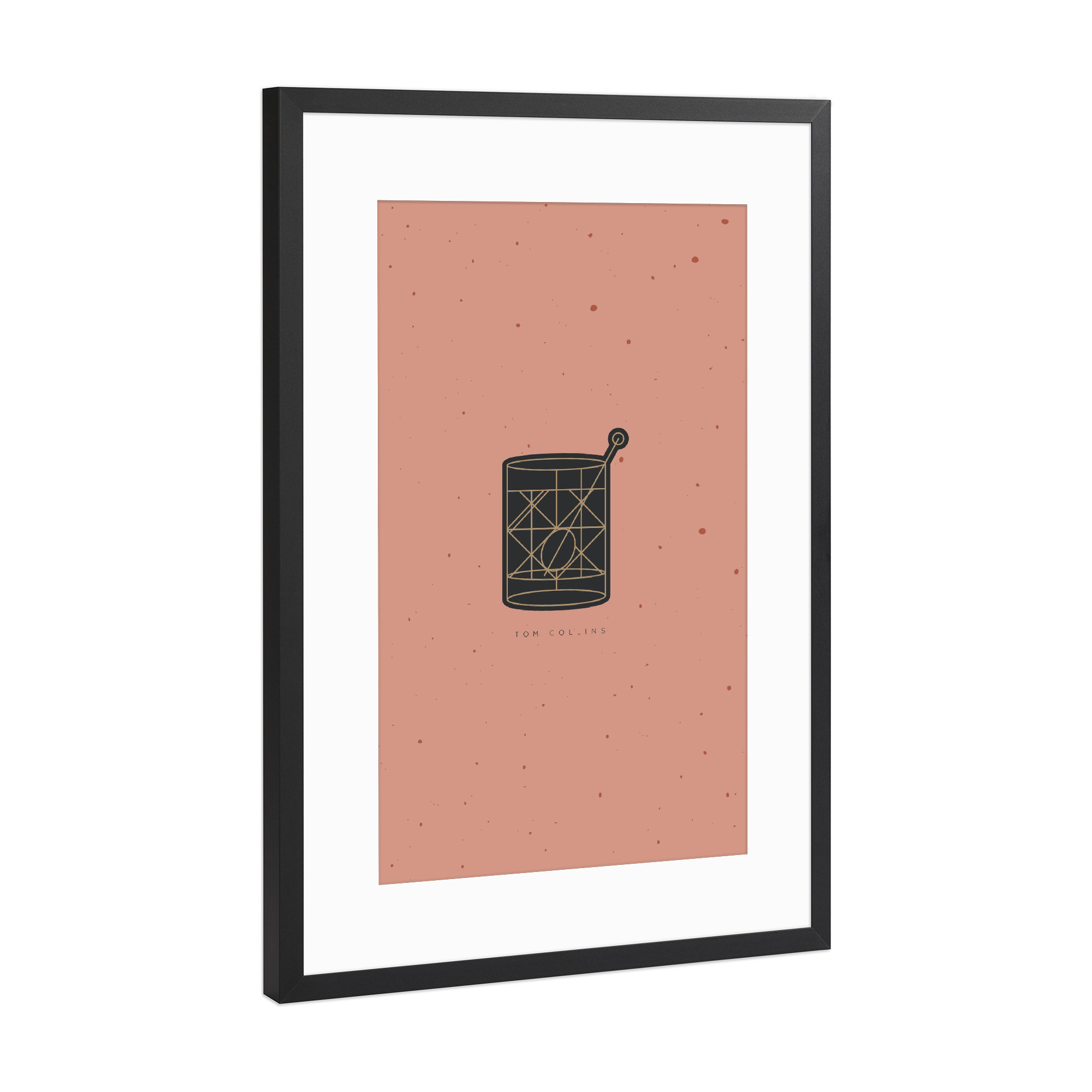 Poster mit Rahmen Schwarz (Metallic) "Art deco Tom Collins" artboxONE - Essen & Trinken / Alkohol
