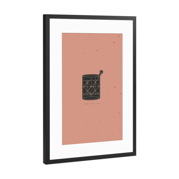 Poster mit Rahmen Schwarz (Metallic) "Art deco Tom Collins" artboxONE - Essen & Trinken / Alkohol