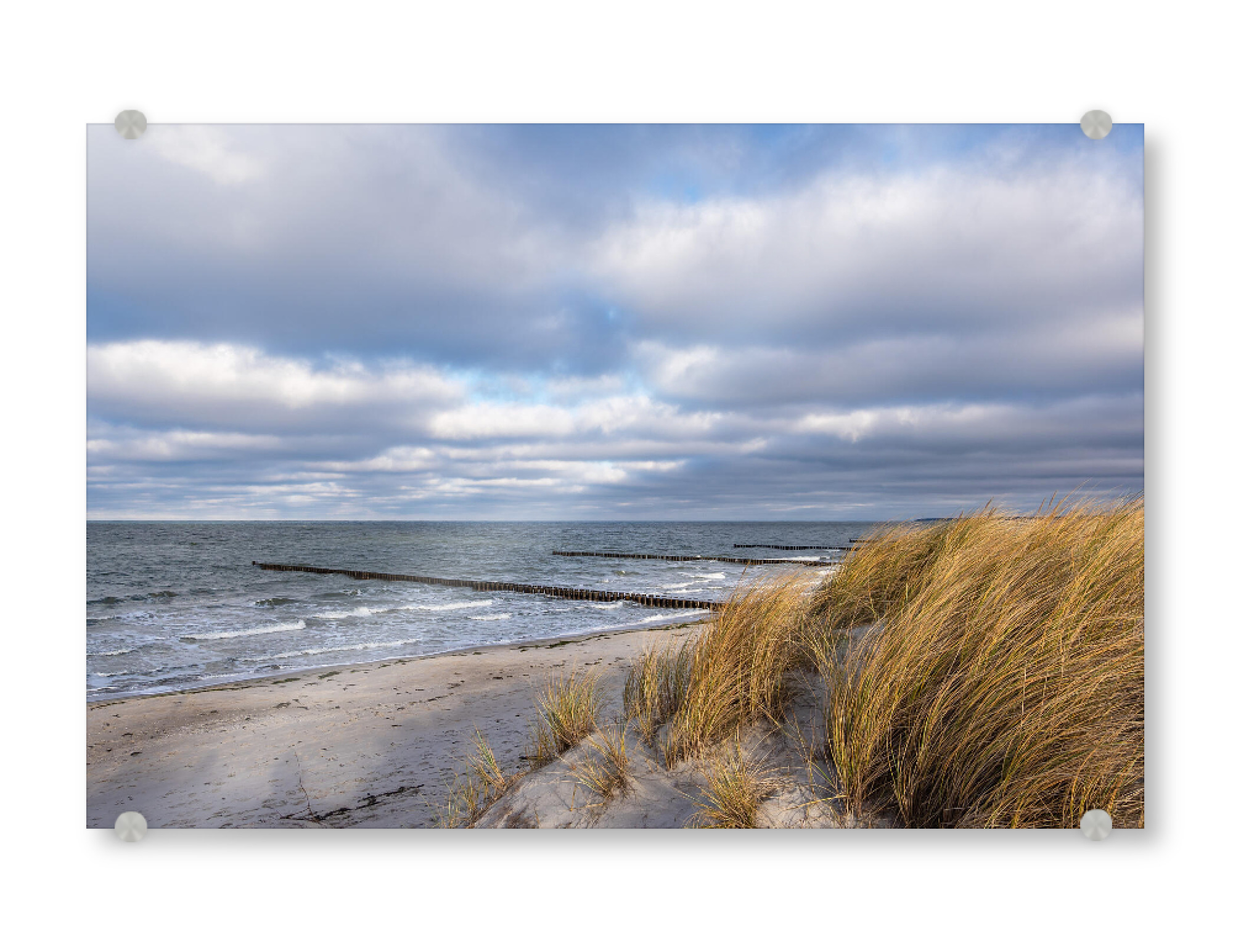 Acrylglasbild "Buhnen, Wellen und Düne" artboxONE - Natur,Reise,Reise / Strand und Meer
