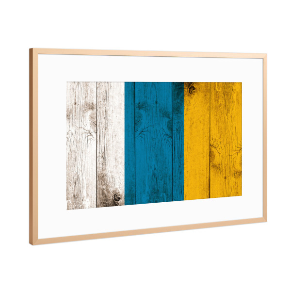 Poster mit Rahmen Kupfer "Kanaren Flagge" artboxONE - Reise,Abstrakt