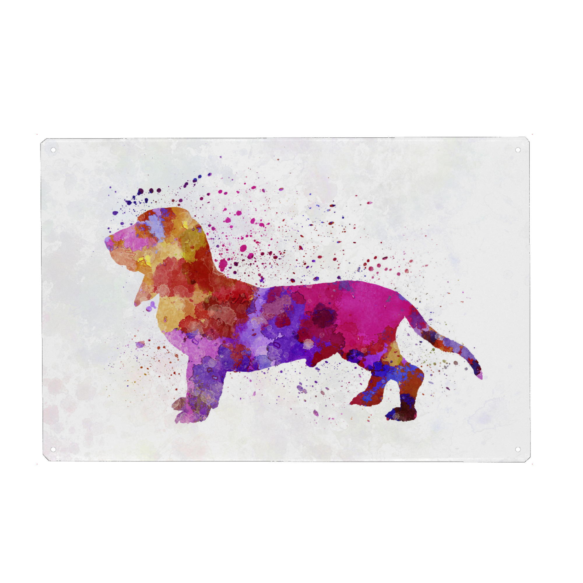 Holzbild "Blue Gascony Basset in watercolor" artboxONE - Tiere - Dog,Pet,Childish,Watercolor,Decorative,Nursery decor,Animal,Animals,Dogs,Hund,Tier